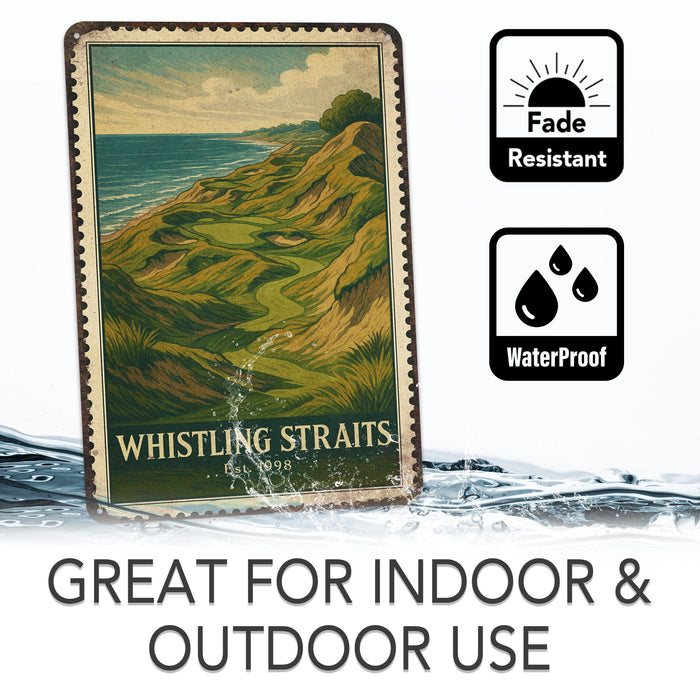 Whistling Straits Vintage Golf Course Stamp Metal Sign