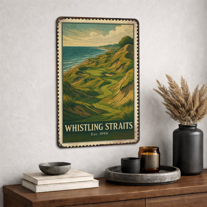 Whistling Straits Vintage Golf Course Stamp Metal Sign