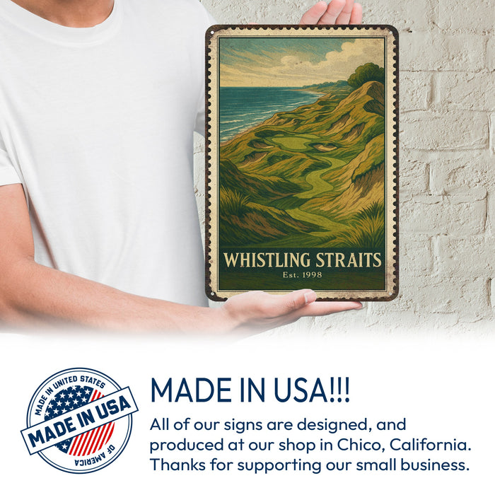 Whistling Straits Vintage Golf Course Stamp Metal Sign