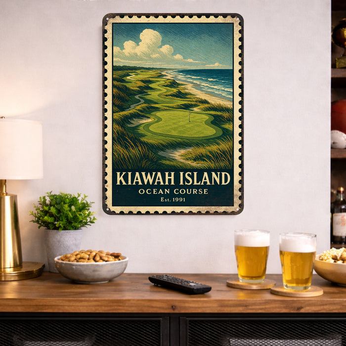 Kiawah Vintage Golf Course Stamp Metal Sign