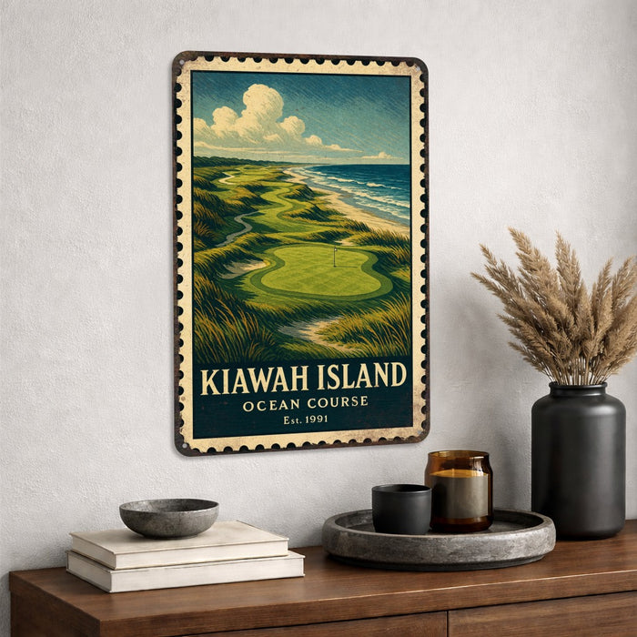 Kiawah Vintage Golf Course Stamp Metal Sign