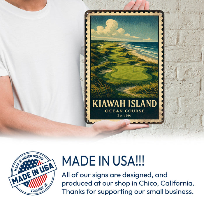 Kiawah Vintage Golf Course Stamp Metal Sign