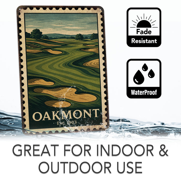 Oakmont Vintage Golf Course Stamp Metal Sign