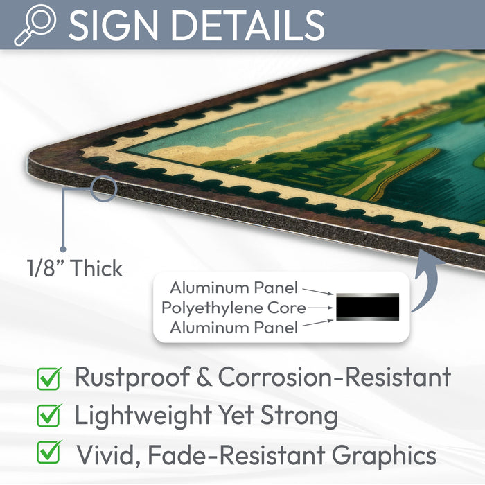 TPC Sawgrass Vintage Golf Course Stamp Metal Sign