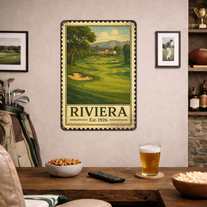 Riviera Vintage Golf Course Stamp Metal Sign