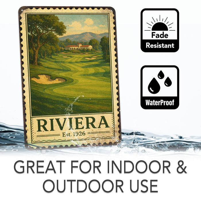 Riviera Vintage Golf Course Stamp Metal Sign