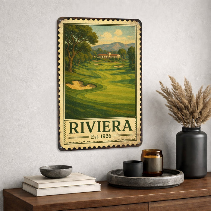 Riviera Vintage Golf Course Stamp Metal Sign