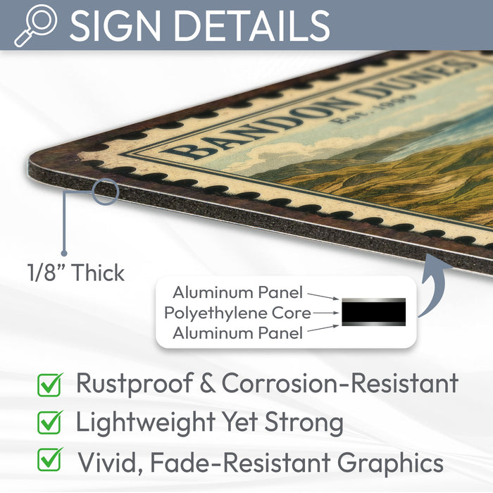 Bandon Dunes Vintage Golf Course Stamp Metal Sign