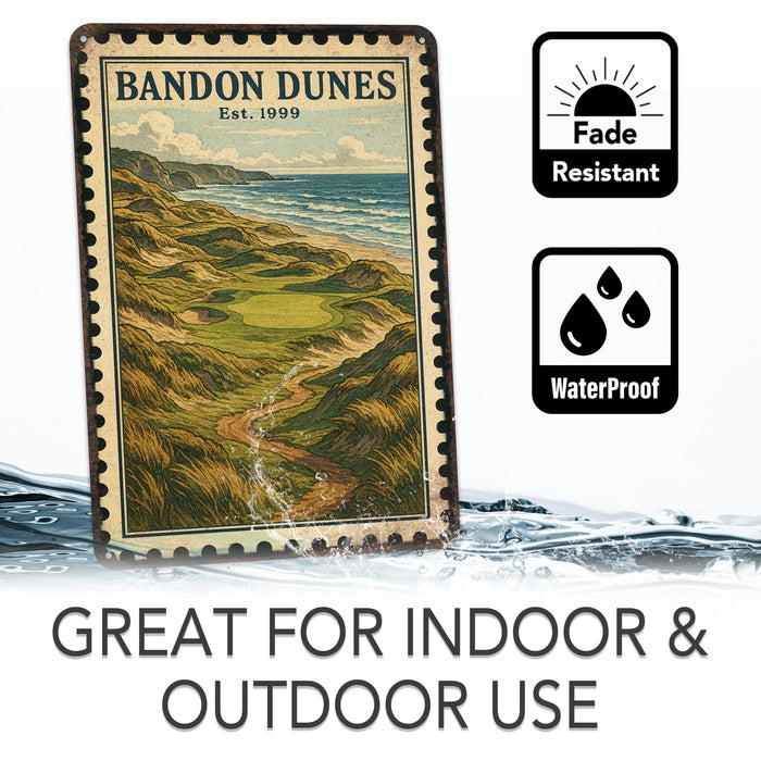 Bandon Dunes Vintage Golf Course Stamp Metal Sign