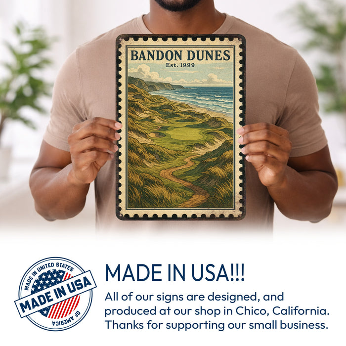 Bandon Dunes Vintage Golf Course Stamp Metal Sign