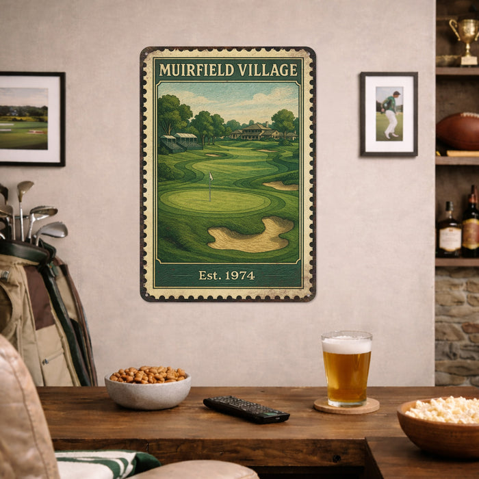 Muirfield Village Vintage Golf Course Stamp Metal Sign