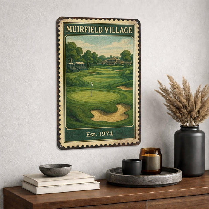 Muirfield Village Vintage Golf Course Stamp Metal Sign