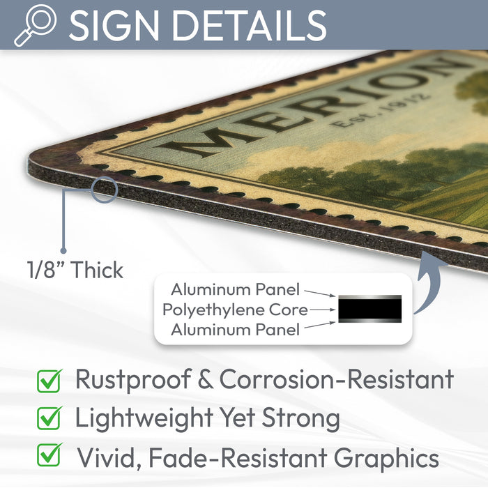 Merion Vintage Golf Course Stamp Metal Sign