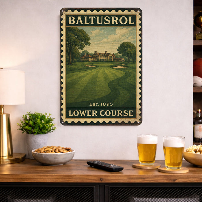 Baltusrol Vintage Golf Course Stamp Metal Sign