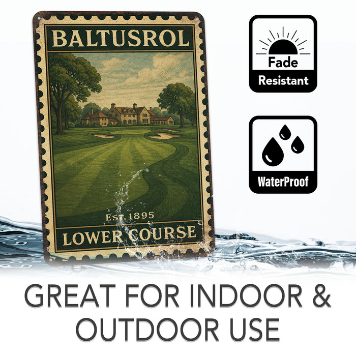 Baltusrol Vintage Golf Course Stamp Metal Sign
