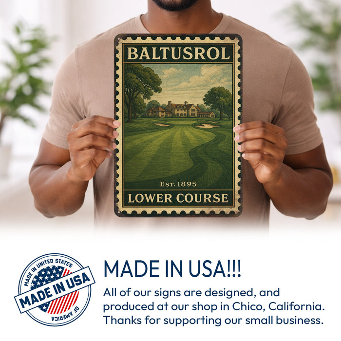 Baltusrol Vintage Golf Course Stamp Metal Sign