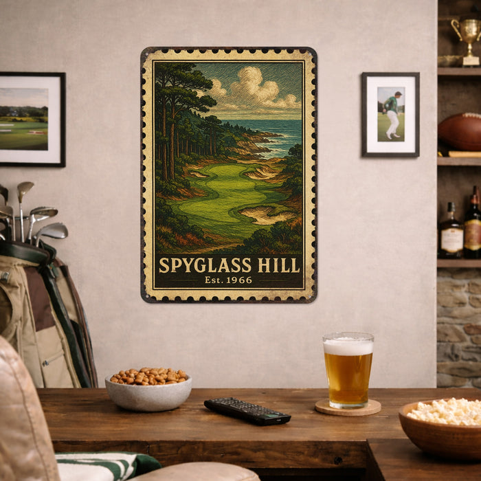Spyglass Hill Vintage Golf Course Stamp Metal Sign