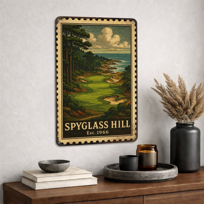 Spyglass Hill Vintage Golf Course Stamp Metal Sign