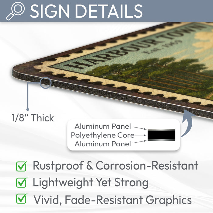 Harbour Town Vintage Golf Course Stamp Metal Sign