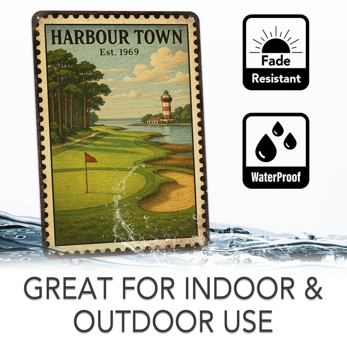 Harbour Town Vintage Golf Course Stamp Metal Sign