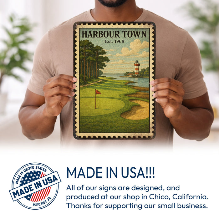 Harbour Town Vintage Golf Course Stamp Metal Sign