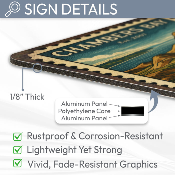 Chambers Bay Vintage Golf Course Stamp Metal Sign