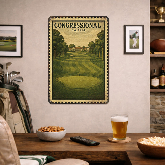 Congressional Vintage Golf Course Stamp Metal Sign