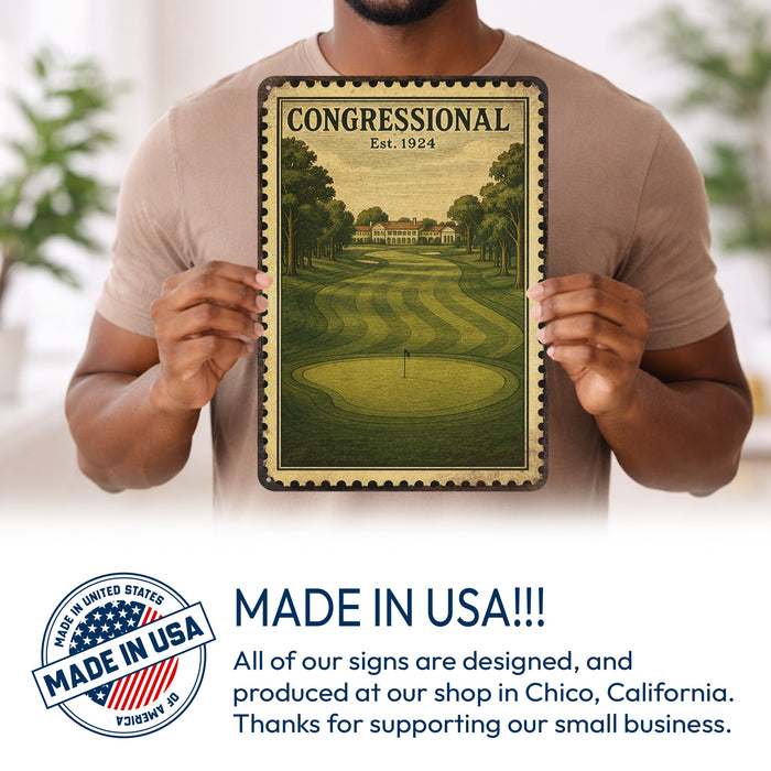 Congressional Vintage Golf Course Stamp Metal Sign