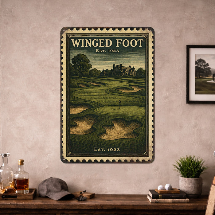 Winged Foot Vintage Golf Course Stamp Metal Sign
