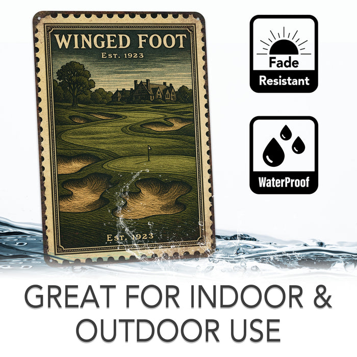 Winged Foot Vintage Golf Course Stamp Metal Sign