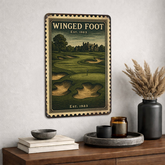 Winged Foot Vintage Golf Course Stamp Metal Sign
