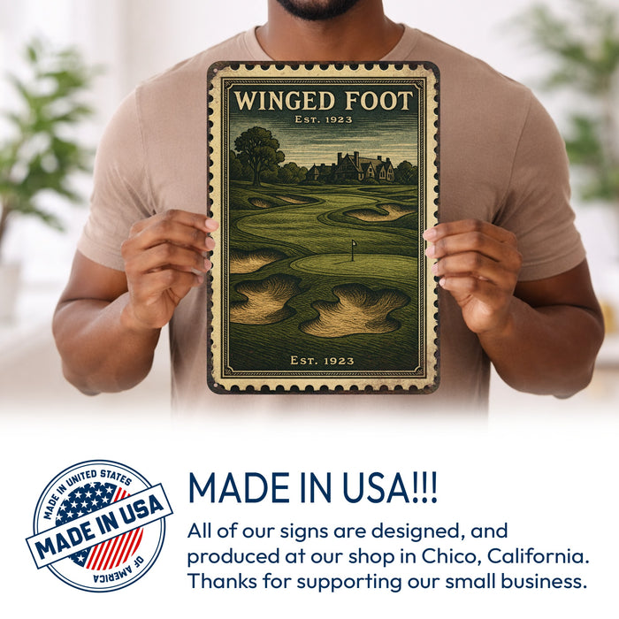Winged Foot Vintage Golf Course Stamp Metal Sign