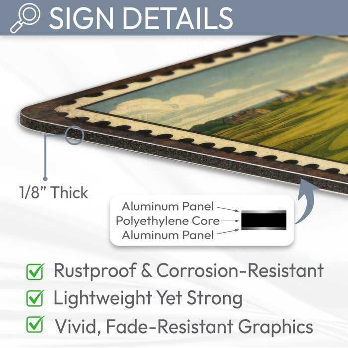 St. Angrews Vintage Golf Course Stamp Metal Sign