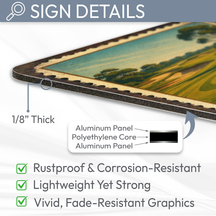 Royal Melbourne Vintage Golf Course Stamp Metal Sign