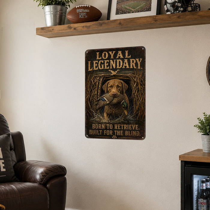 Chesapeake Bay Retriever Loyal Legendary metal sign with vintage hunting style Chesapeake Bay Retriever Loyal Legendary
