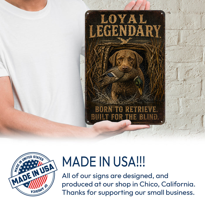 Chesapeake Bay Retriever Loyal Legendary metal sign with vintage hunting style Chesapeake Bay Retriever Loyal Legendary