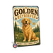 Golden Retriever metal sign with vintage breed portrait style Golden Retriever