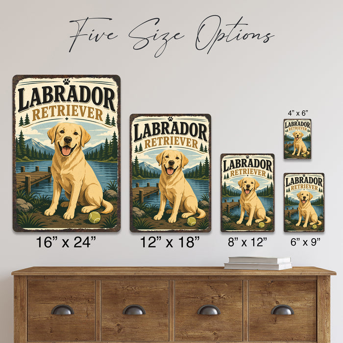 Labrador Retriever metal sign with vintage breed portrait style Labrador Retriever