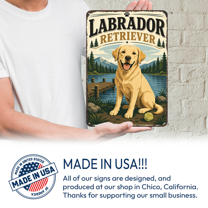 Labrador Retriever metal sign with vintage breed portrait style Labrador Retriever