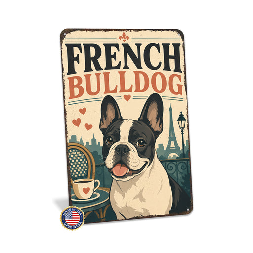 French Bulldog metal sign with vintage breed portrait style French Bulldog