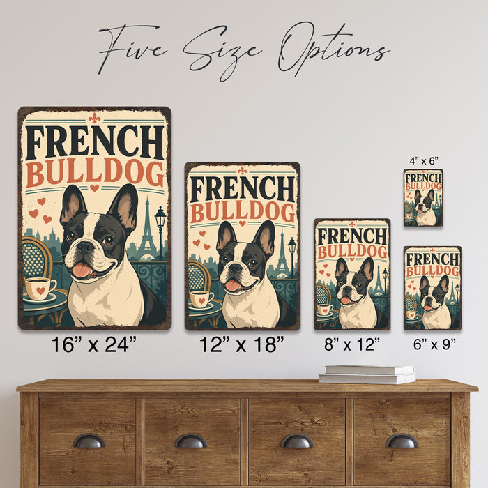 French Bulldog metal sign with vintage breed portrait style French Bulldog