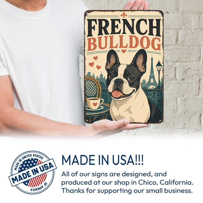 French Bulldog metal sign with vintage breed portrait style French Bulldog