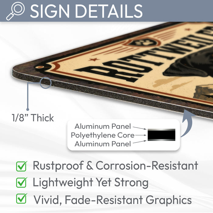 Rottweiler metal sign with vintage breed portrait style Rottweiler