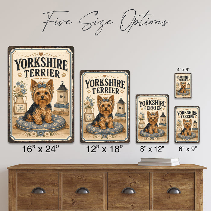 Yorkshire Terrier metal sign with vintage breed portrait style Yorkshire Terrier