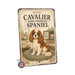 Cavalier King Charles Spaniel metal sign with vintage breed portrait style Cavalier King Charles Spaniel