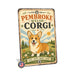Pembroke Welsh Corgi metal sign with vintage breed portrait style Pembroke Welsh Corgi