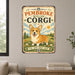 Pembroke Welsh Corgi metal sign with vintage breed portrait style Pembroke Welsh Corgi