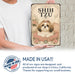 Shih Tzu metal sign with vintage breed portrait style Shih Tzu