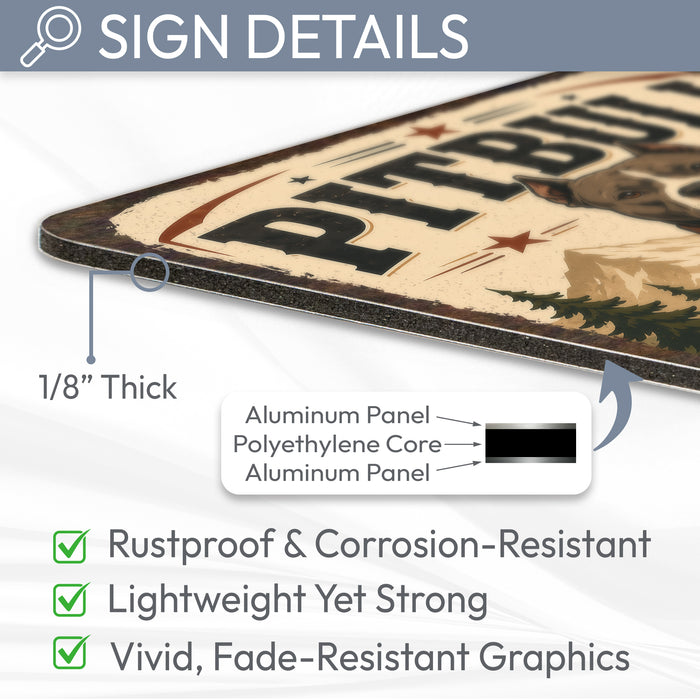 Pitbull metal sign with vintage breed portrait style Pitbull