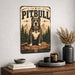 Pitbull metal sign with vintage breed portrait style Pitbull